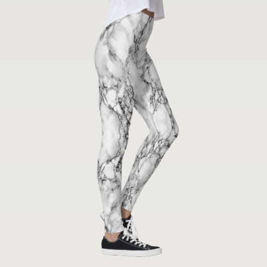Abstracte witte marmeren stenen Leggings (Rechts)