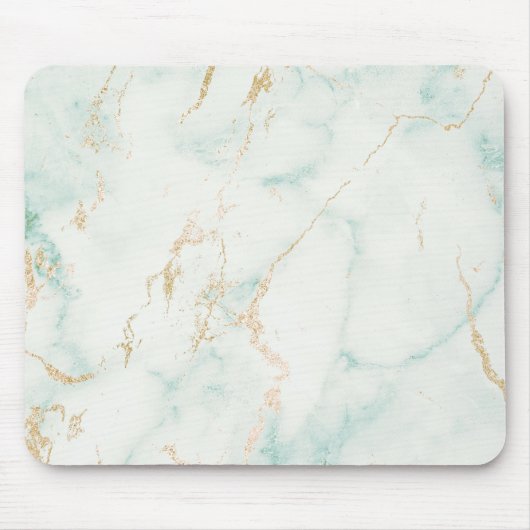 Abstracte witte Mint Green Gold Marble Muismat (Voorkant)