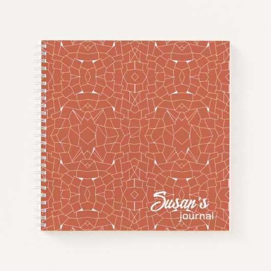 Abstracte witte mozaïek op Terra Cotta Bullet Notitieboek (Voorkant)
