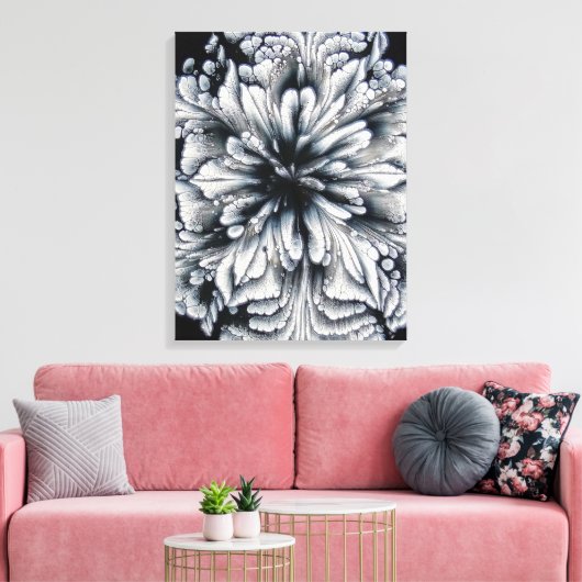 Abstracte witte olieverf bloemkunst canvas afdruk (Insitu (Woonkamer))