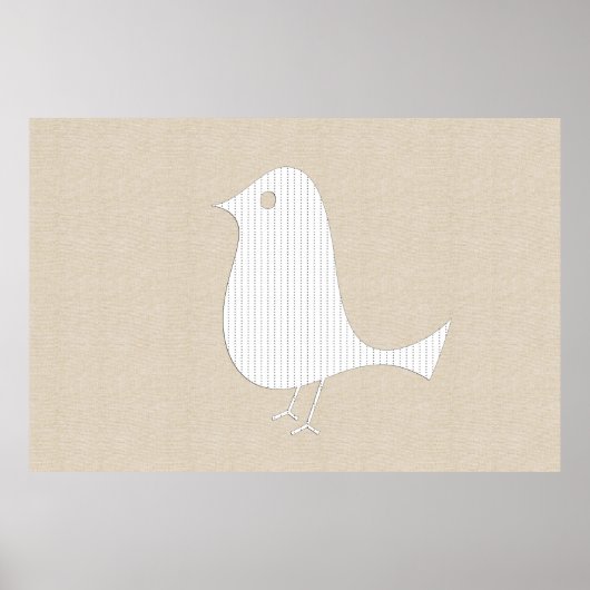 Abstracte witte papieren vogel zachte linnen colla poster (Voorkant)