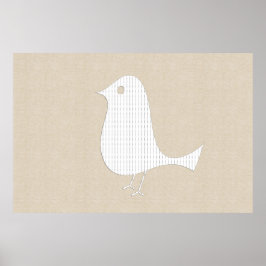 Abstracte witte papieren vogel zachte linnen colla poster