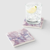 Abstracte witte rode blauwe en paarse waterverf stenen onderzetter (Zijkant)