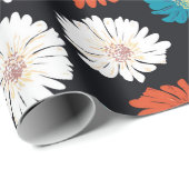 Abstracte witte, rode en blauwe bloemen cadeaupapier (Rol Hoek)