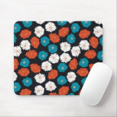 Abstracte witte, rode en blauwe bloemen muismat (Met muis)