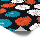 Abstracte witte rode en blauwe bloemen poster (Hoek)