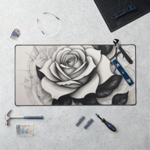 Abstracte witte roos bureaumat