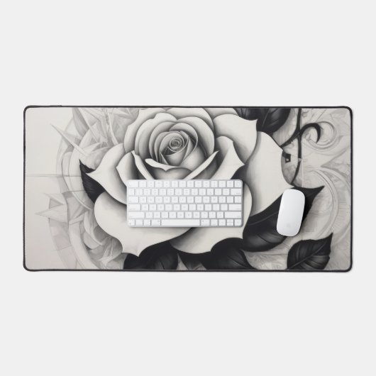Abstracte witte roos bureaumat (Keyboard & Muis)