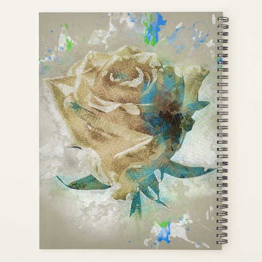 Abstracte witte Rose Planner (Achterkant)