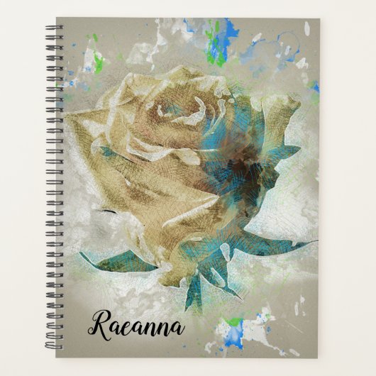 Abstracte witte Rose Planner (Voorkant)