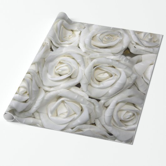 Abstracte witte rozen Tuin Elegant Floral Cadeaupapier (Uitgerold)