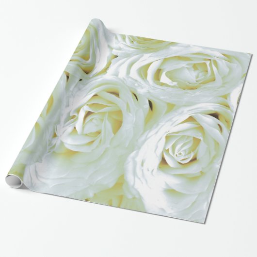 Abstracte witte rozen Tuin Elegant Floral Wrappin Cadeaupapier (Uitgerold)