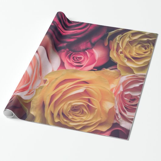 Abstracte witte rozen Tuin Elegant Floral Wrappin Cadeaupapier (Uitgerold)