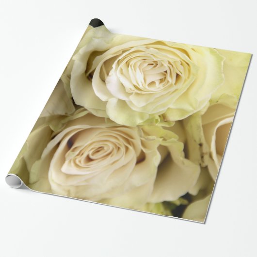Abstracte witte rozen Tuin Elegant Floral Wrappin Cadeaupapier (Uitgerold)