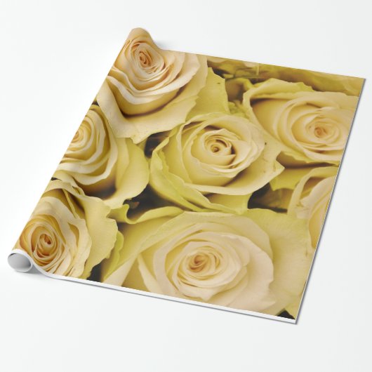 Abstracte witte rozen Tuin Elegant Floral Wrappin Cadeaupapier (Uitgerold)