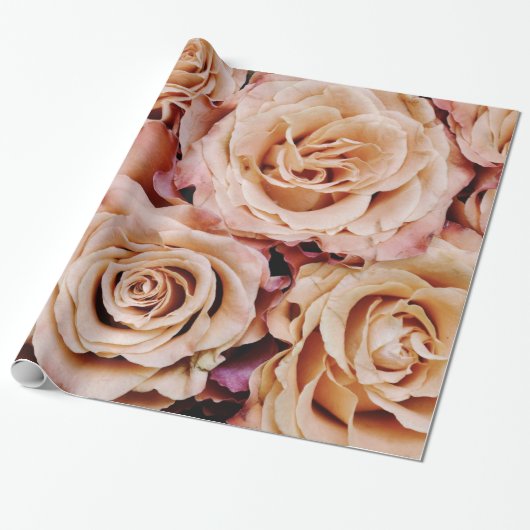 Abstracte witte rozen Tuin Elegant Floral Wrappin Cadeaupapier (Uitgerold)