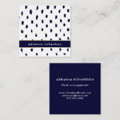 Abstracte witte Stippen op Navy Blue met Gold Vierkante Visitekaartje (Voorkant / Achterkant)