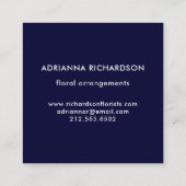 Abstracte witte Stippen op Navy Blue met Gold Vierkante Visitekaartje (Achterkant)