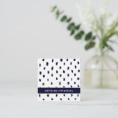 Abstracte witte Stippen op Navy Blue met Gold Vierkante Visitekaartje (Staand voorkant)
