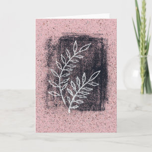 Abstracte witte tak op roze en zwarte schildering kaart