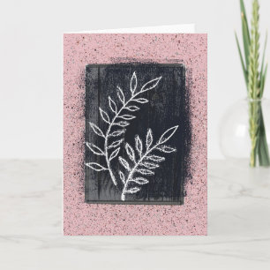 Abstracte witte taktekening op zwart en roze kaart