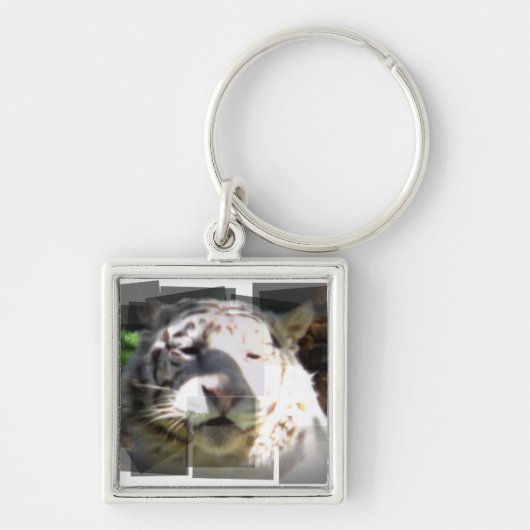 Abstracte witte tijger sleutelhanger (Voorkant)