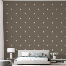 Abstracte witte tulp en harten op Earth Brown Behang