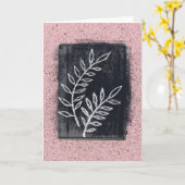 Abstracte witte Twig Tekening op zwart en roze Kaart (Gele Bloem)