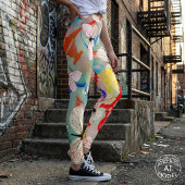Abstracte witte vlinders kleurrijke verfspatten leggings