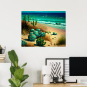 Abstracte woestijn door het Zee Beach schilderen Poster (Thuiskantoor)