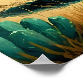 Abstracte woestijn door het Zee Beach schilderen Poster (Hoek)