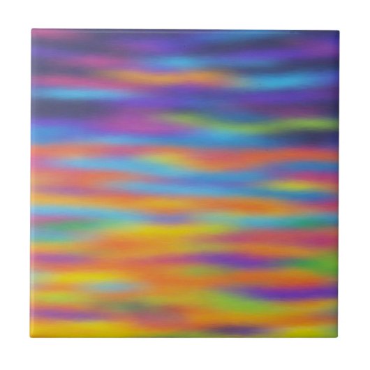 Abstracte woestijn zonsondergang hemel kunstwerk tegeltje (Voorkant)
