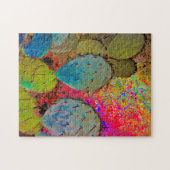 Abstracte woestijnprickly Pear Cactus Red en Green Legpuzzel (Horizontaal)