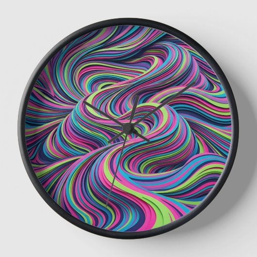 Abstracte Woestijnrimpel Neon Levendig Kunstklokke (Voorkant)