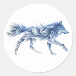 Abstracte Wolf Art: Geometrische dierlijke illustr Ronde Sticker