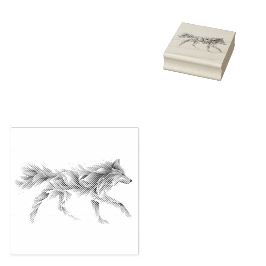 Abstracte Wolf Art: Geometrische dierlijke illustr Rubberstempel (Gestempeld)