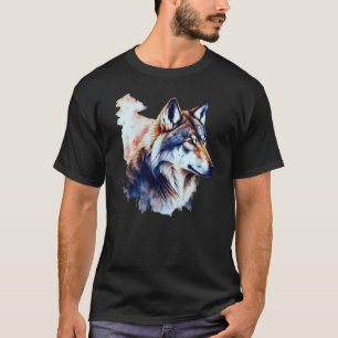 Abstracte Wolf hoofd Waterverf schilderij T-shirt