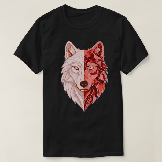 Abstracte Wolf Identiteit | Dubbel Zelf Symbolisch T-shirt (Design voorkant)