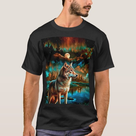Abstracte wolf in Bossen T-shirt (Voorkant)