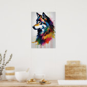Abstracte Wolf Portrait Art Poster (Keuken)