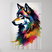Abstracte Wolf Portrait Art Poster (Voorkant)