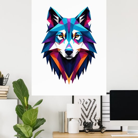 Abstracte Wolf Poster (Thuiskantoor)