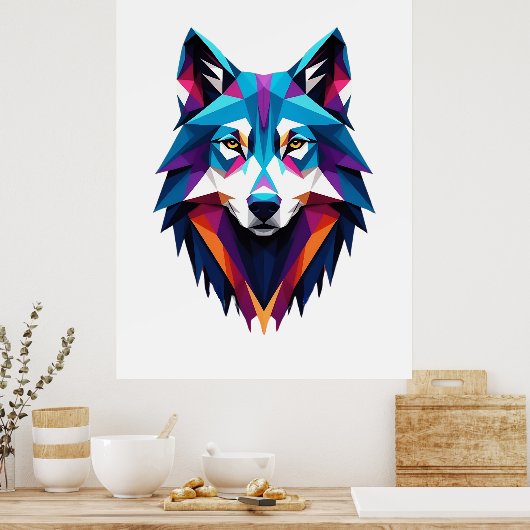 Abstracte Wolf Poster (Keuken)
