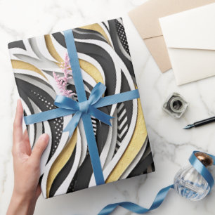 Abstracte wolfkop-silhouet gouden inpakpapier