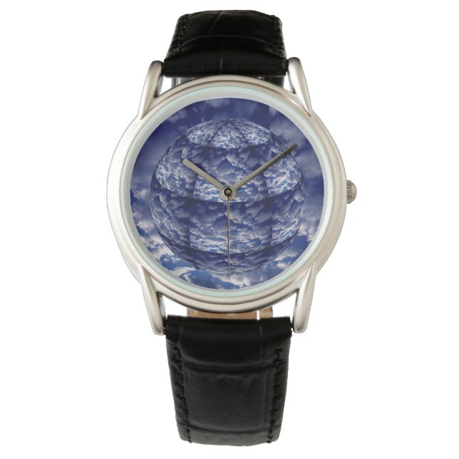 Abstracte wolk 3D bol Horloge (Voorkant)