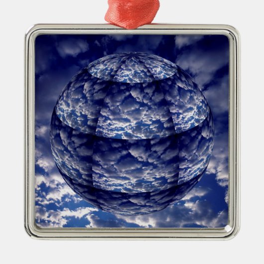 Abstracte wolk 3D bol Metalen Ornament (Voorkant)