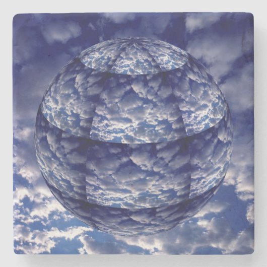Abstracte wolk 3D bol Stenen Onderzetter (Voorkant)