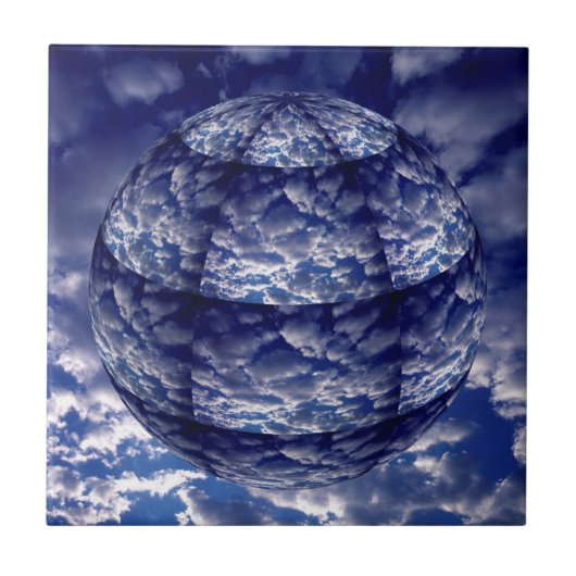 Abstracte wolk 3D bol Tegeltje (Voorkant)