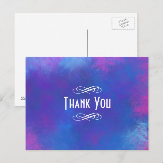 Abstracte wolken in roze Paarse en blauwe dank je Briefkaart (Voorkant / Achterkant)