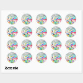 Abstracte wolken ronde sticker (Vel)